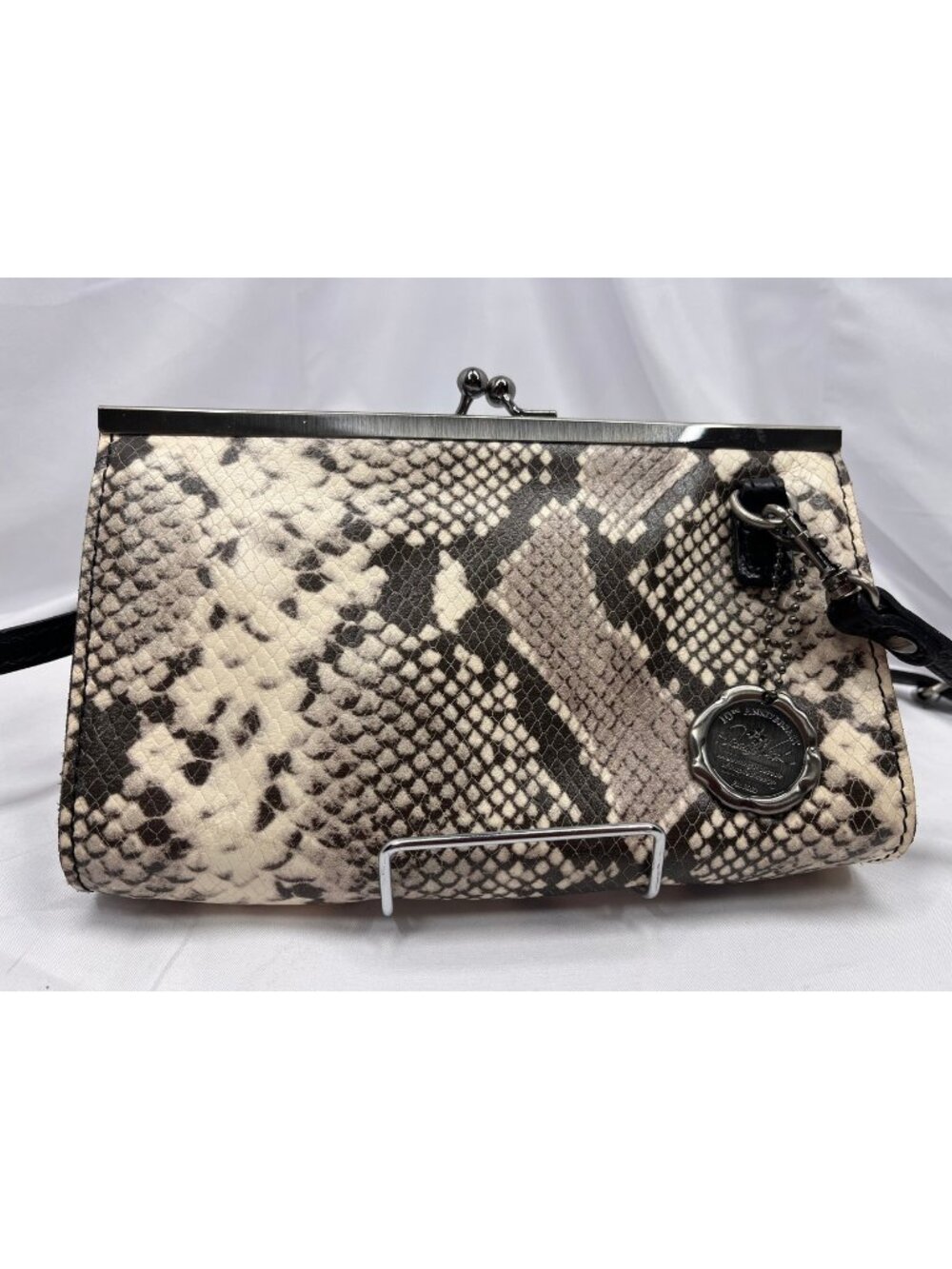 Patricia Nash Ealing Snake Print Leather Frame Crossbody Clutch 10th Anniversary